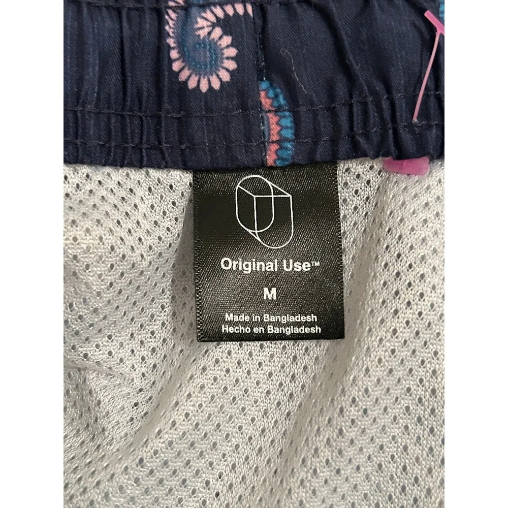 Original Use Mens Floral Paisley Swim Trunks‎ Navy Blue Pink Teal Size Medium